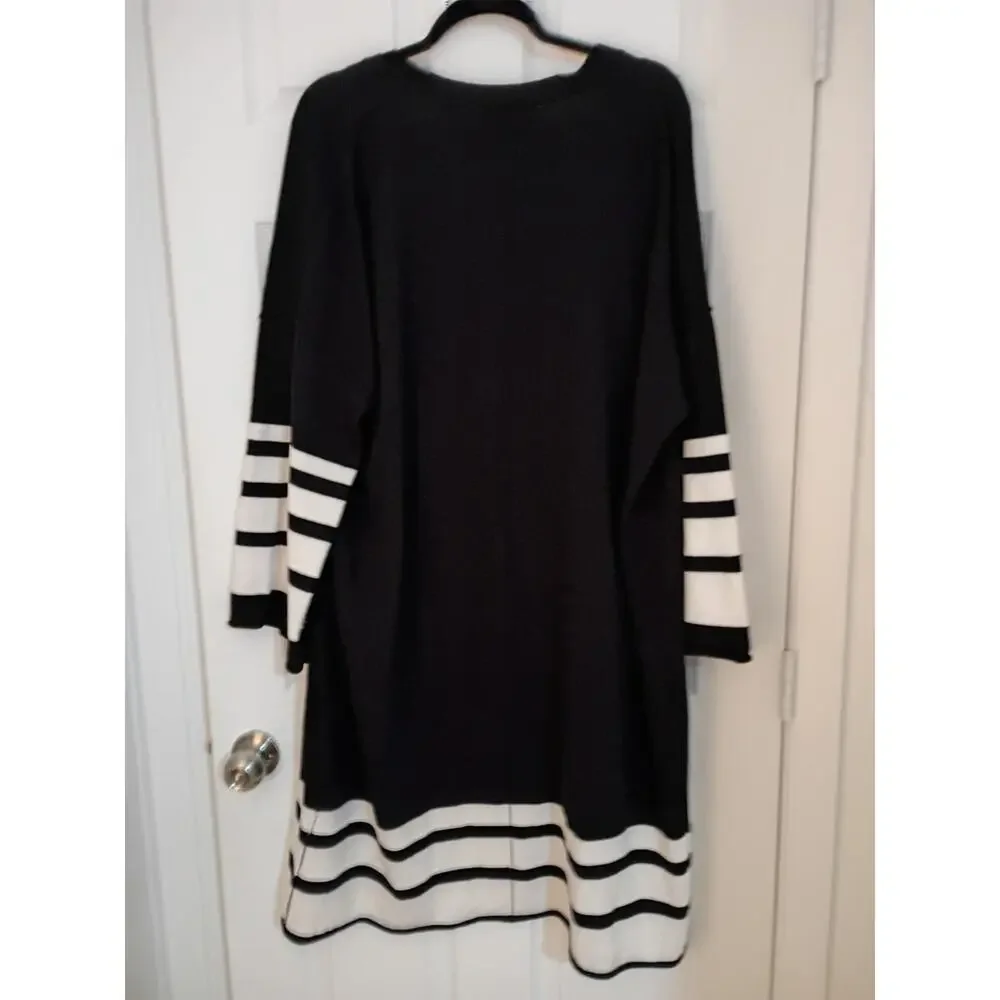 Women's Parrish LA Black & White Cardigan Sweater Size M/L - Picture 2 of 6